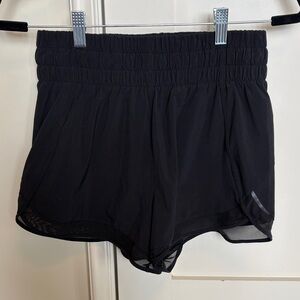 Athleta Mesh Racer High Rise Black Shorts